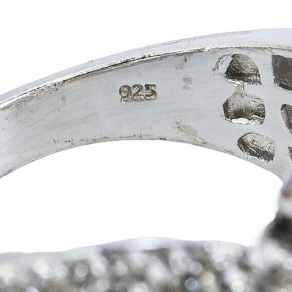 Sterling Silver Ring STS 925 Chuck Clemency Blue Crystals Size 8 Cocktail Bridal - Picture 4 of 7